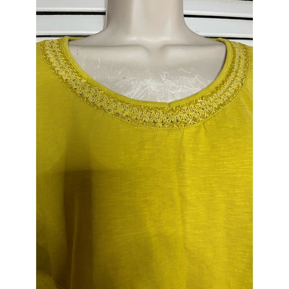 Coldwater Creek gold slub fabric‎ embellished neckline top M Excellent Fancy - Picture 2 of 5